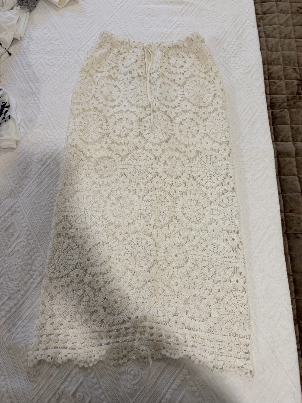 Crochet Midi Skirt in Cream